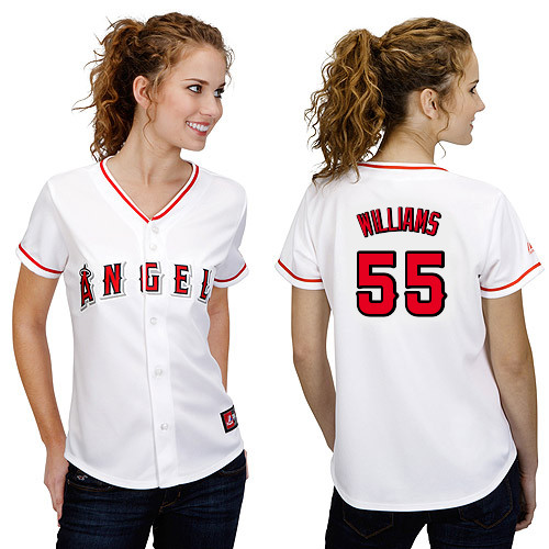 Jackson Williams #55 mlb Jersey-Los Angeles Angels of Anaheim Women's Authentic Home White Cool Base Baseball Jersey